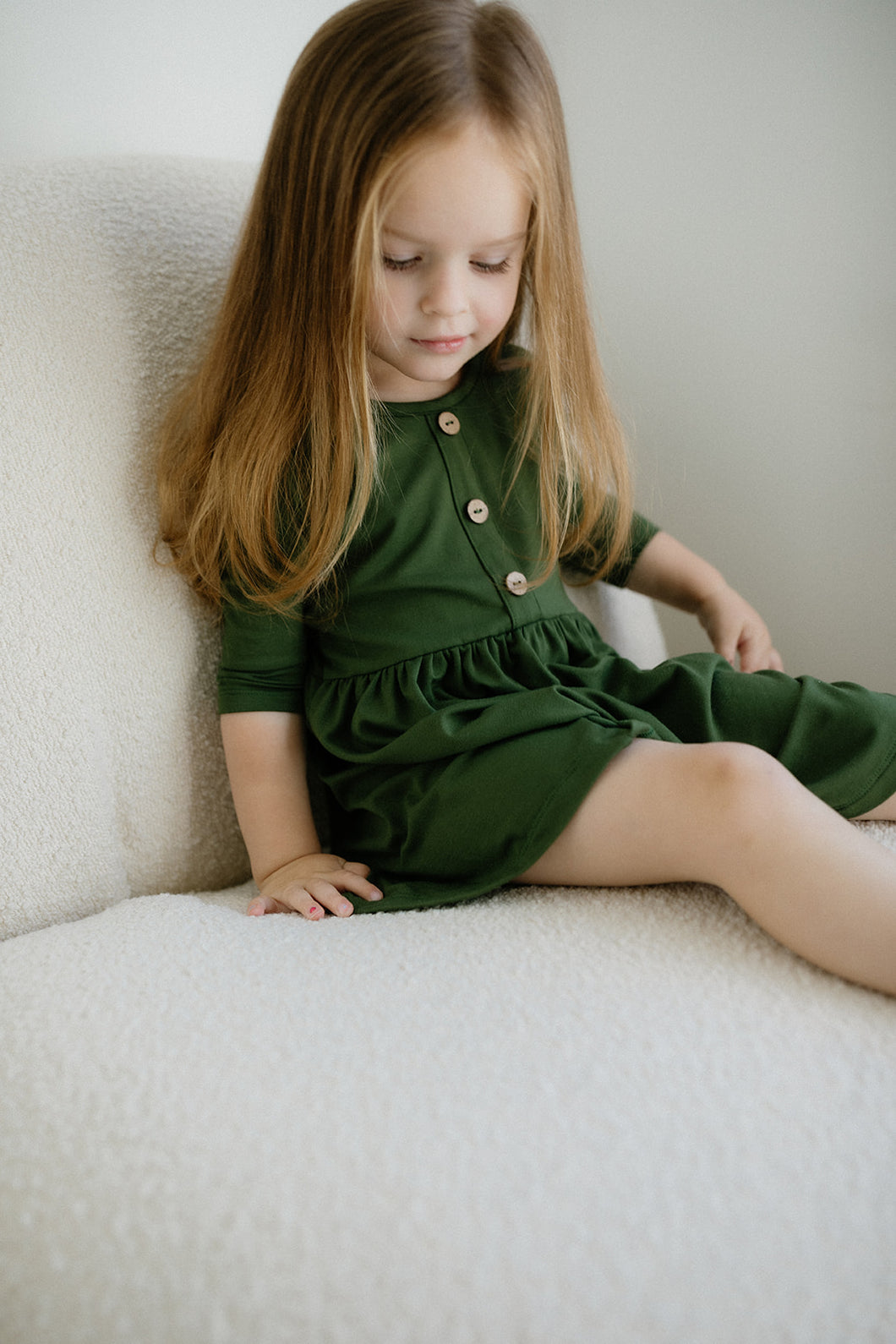 Kids 3/4 Sleeve Peplum Dress
