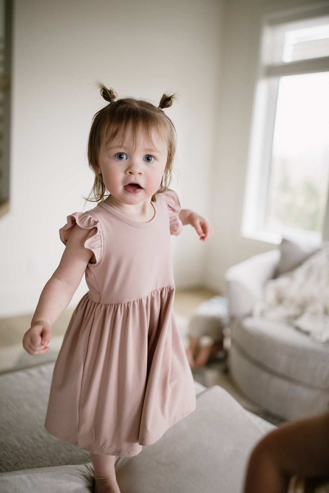Kids Peplum Ruffle Sleeve Dress